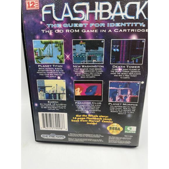 Flashback: The Quest for Identity (Sega Genesis, 1993) With Box Tested & Works - Picture 5 of 10
